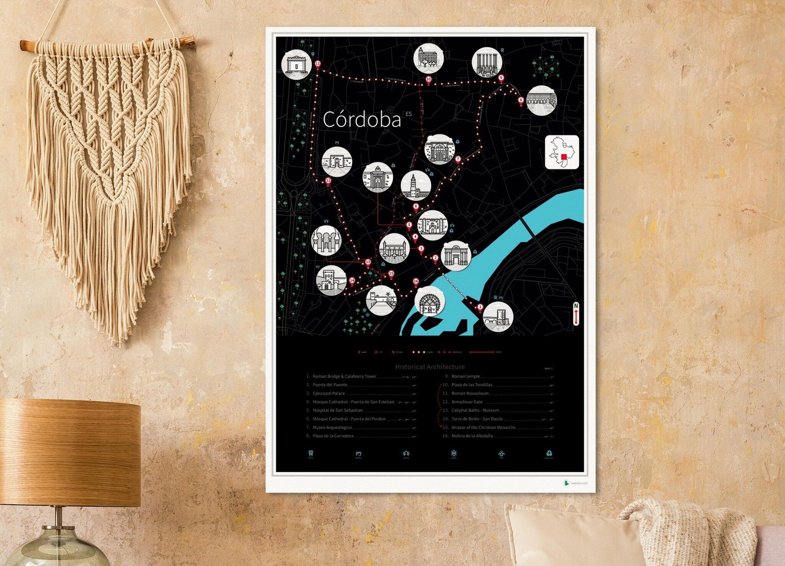 Tourist map with landmark icons